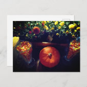 Candy maïs pompoen mums tafel landschap briefkaart (Voorkant / Achterkant)
