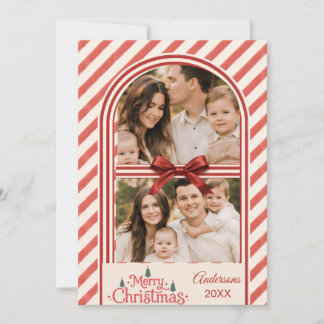 Candy pastelkleurige streep Kerstvakantiekaart Feestdagenkaart