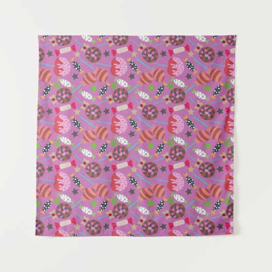 Candy pattern | Lollies pattern | lollipop 19 Wandkleed (Voorkant (horizontaal))