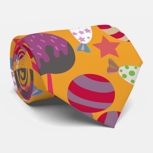 Candy pattern | Lollies pattern | lollipop 23 Stropdas (Opgerold)