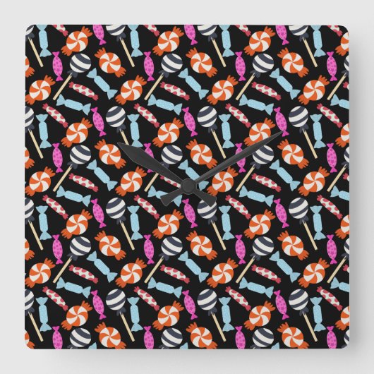 Candy pattern | Lollies pattern | lollipop 37 Vierkante Klok (Voorkant)