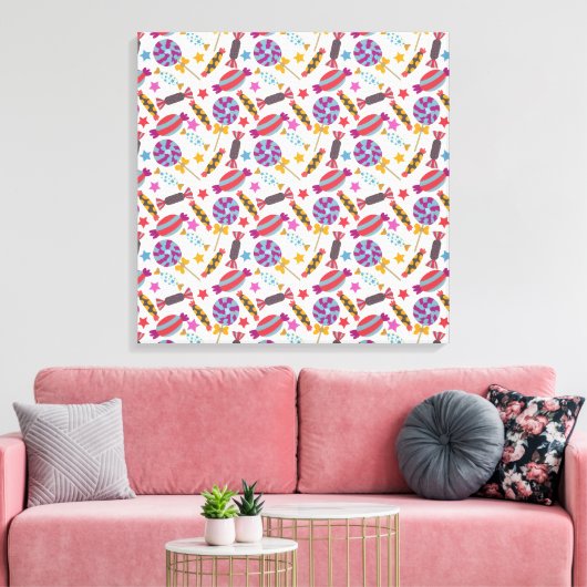 Candy pattern | Lollies pattern | lollipop 46 Canvas Afdruk (Insitu (Woonkamer))