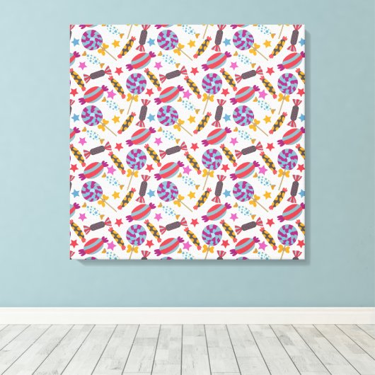 Candy pattern | Lollies pattern | lollipop 46 Canvas Afdruk (Insitu (Houten vloer))