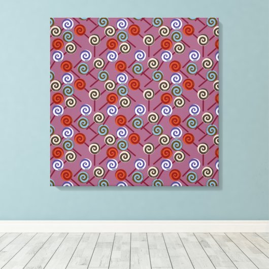 Candy pattern | Lollies pattern | lollipop 49 Canvas Afdruk (Insitu (Houten vloer))