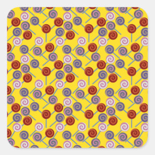 Candy pattern   Lollies pattern   lollipop 50 Vierkante Sticker