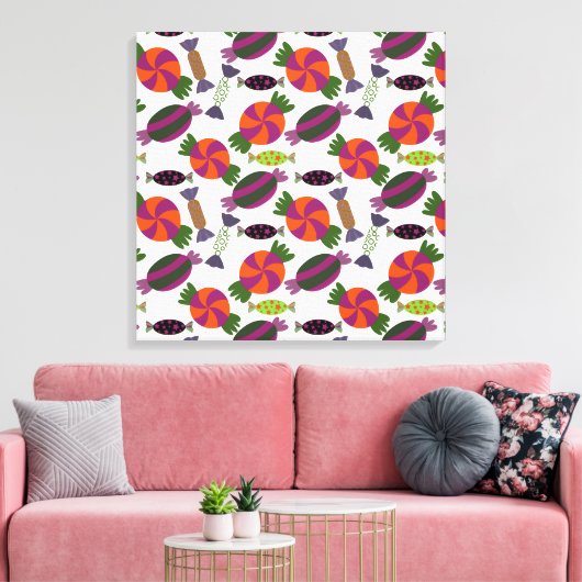 Candy pattern | Lollies pattern | lollipop 51 Canvas Afdruk (Insitu (Woonkamer))