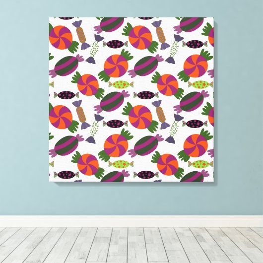 Candy pattern | Lollies pattern | lollipop 51 Canvas Afdruk (Insitu (Houten vloer))