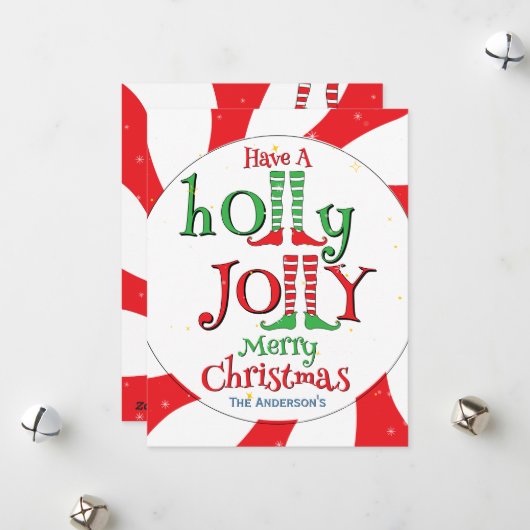 Candy Pepermunt Werveling Kerstmis Vrolijk Kerstfe Feestdagenkaart (Voorkant / Achterkant in situ)