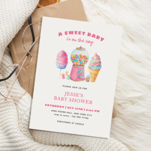 Candy Pink A Sweet Baby Shower is on the way  Kaart