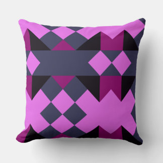 Candy Pink, Eggplant, blue, and jaguar geometric Kussen