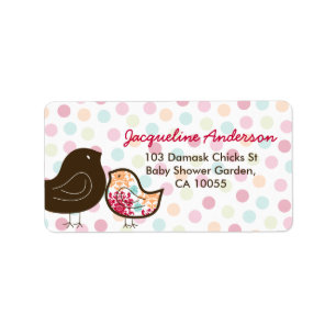 Candy Pop Damask Kuikens Baby Shower Adreslabels Etiket