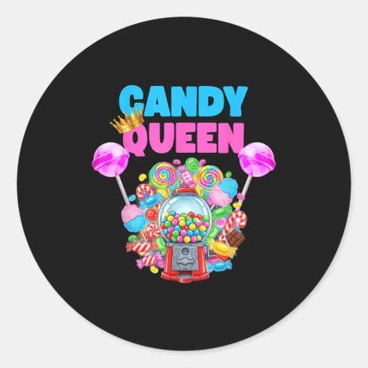 Candy Queen Shirt Funny Lollip Candy Lover Humor  Ronde Sticker (Voorkant)