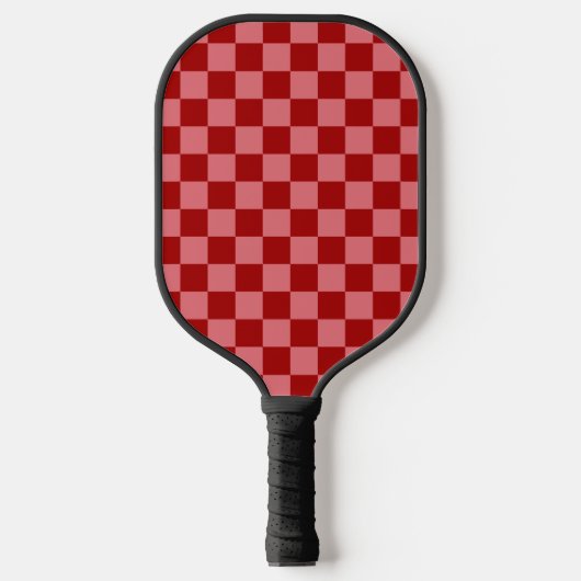 Candy Red and Candy Pink Checkerboard Pickleball Paddle (Voorkant)
