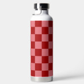 Candy rood en Candy roze schaakbord Waterfles (Rechts)