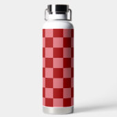Candy rood en Candy roze schaakbord Waterfles (Achterkant)