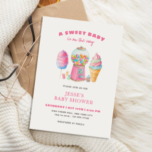 Candy Roze Een zoete baby shower is onderweg Kaart
