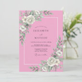 Candy Roze Stralende Botanische Bruiloft Kaart (Staand voorkant)