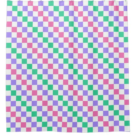 Candy shop diagonal checkerboard pattern douchegordijn (Voorkant)