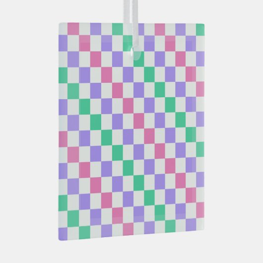 Candy shop diagonal checkerboard pattern glas ornament (Voorkant Rechts)