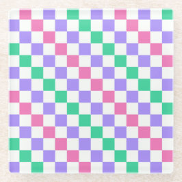 Candy shop diagonal checkerboard pattern glazen onderzetter