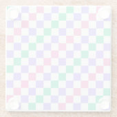 Candy shop diagonal checkerboard pattern glazen onderzetter (Achterkant)