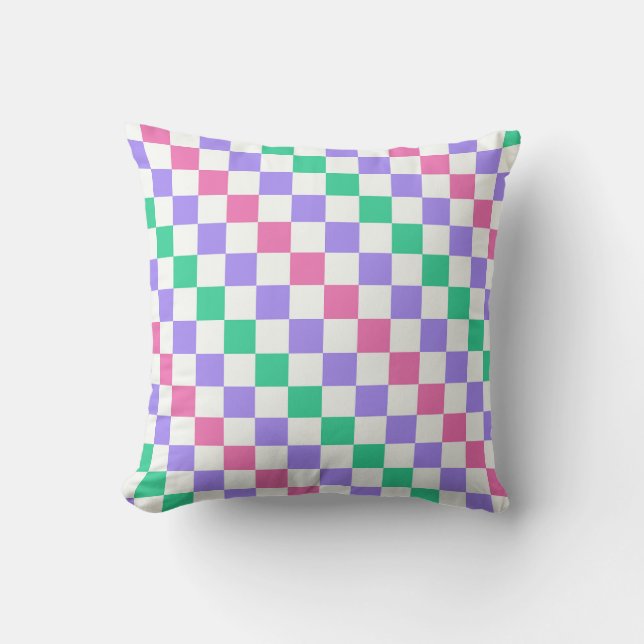 Candy shop diagonal checkerboard pattern kussen (Voorkant)