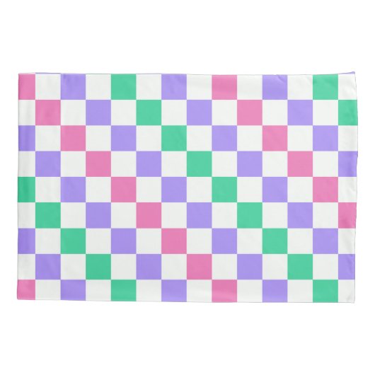 Candy shop diagonal checkerboard pattern kussensloop (Achterkant-Links)