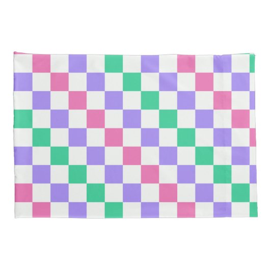 Candy shop diagonal checkerboard pattern kussensloop (Achterkant-Rechts)