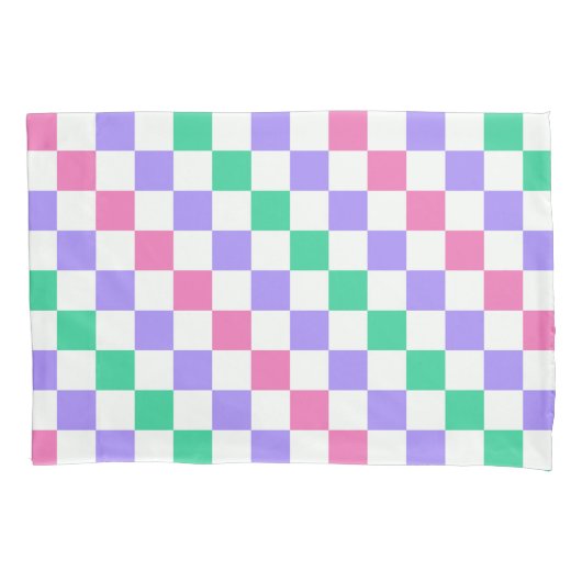 Candy shop diagonal checkerboard pattern kussensloop (Voorkant-Links)
