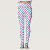 Candy shop diagonal checkerboard pattern leggings (Voorkant)