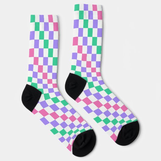 Candy shop diagonal checkerboard pattern sokken (Rechts)