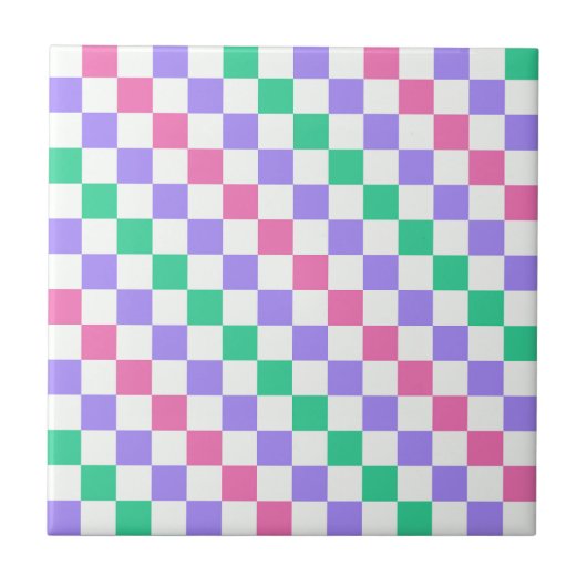 Candy shop diagonal checkerboard pattern tegeltje (Voorkant)
