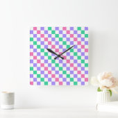 Candy shop diagonal checkerboard pattern vierkante klok (Huis)