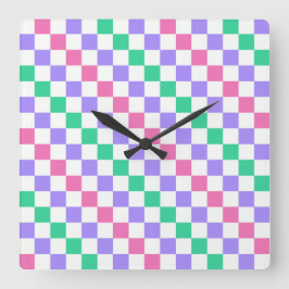 Candy shop diagonal checkerboard pattern vierkante klok