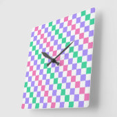 Candy shop diagonal checkerboard pattern vierkante klok (Hoek)