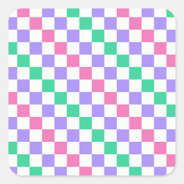 Candy shop diagonal checkerboard pattern vierkante sticker