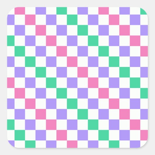Candy shop diagonal checkerboard pattern vierkante sticker (Voorkant)