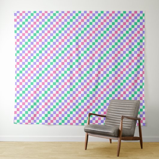 Candy shop diagonal checkerboard pattern wandkleed (In Situ (horizontaal))