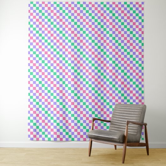 Candy shop diagonal checkerboard pattern wandkleed (In situ)