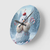 Candy Snowman Wall Clock - Fun Winter Wonderland D Ronde Klok (Hoek)