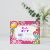 CANDY STORE RSVP Bat Mitzvah Uitnodiging (Staand voorkant)