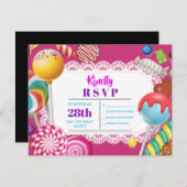 CANDY STORE RSVP Bat Mitzvah Uitnodiging (Voorkant / Achterkant)