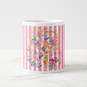Candy Strepen + Bloemen Grote Koffiekop