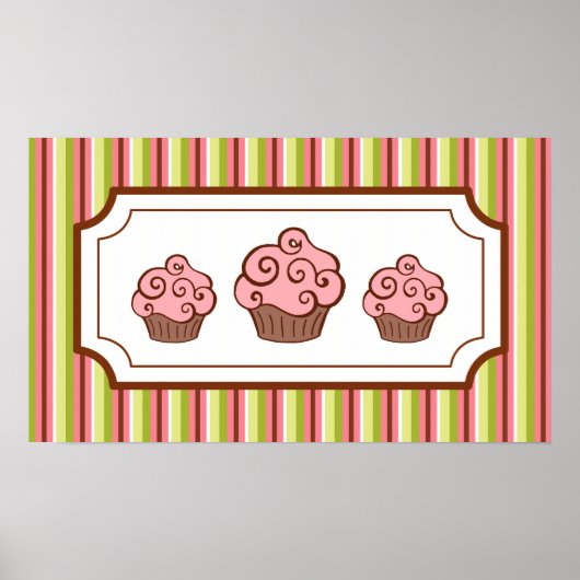 Candy Strepen Cupcake Kunstprint Poster (Voorkant)