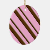 Candy Strepen, roze en chocoladebruin Keramisch Ornament (Rechts)