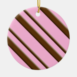 Candy Strepen, roze en chocoladebruin Keramisch Ornament
