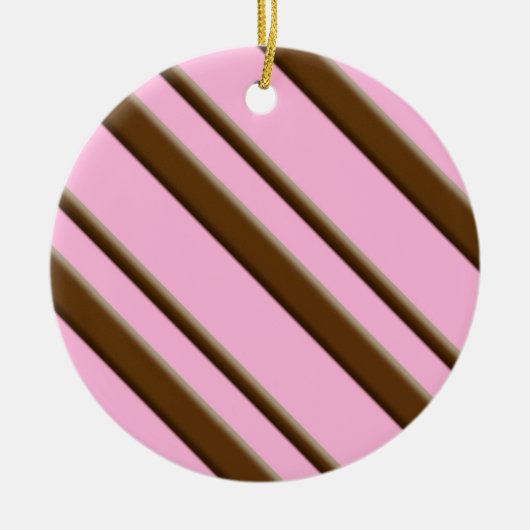 Candy Strepen, roze en chocoladebruin Keramisch Ornament (Voorkant)