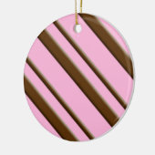 Candy Strepen, roze en chocoladebruin Keramisch Ornament (Links)