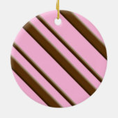 Candy Strepen, roze en chocoladebruin Keramisch Ornament (Achterkant)