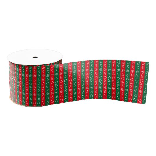 Candy Stripe Doodle Kerstlint Grosgrain Lint (Spoel)